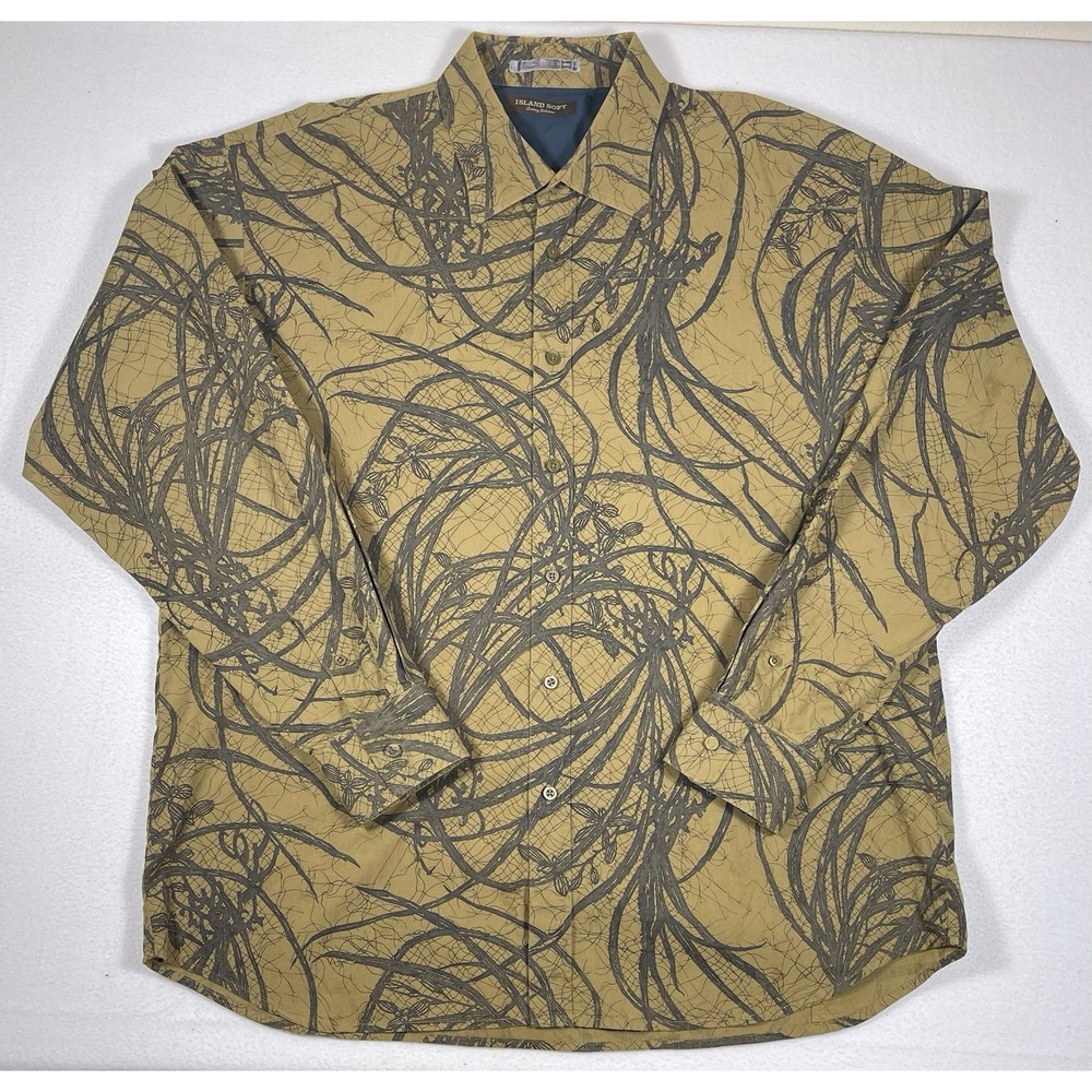 Tommy Bahama Island Soft Shirt XXL Cotton Button Down Greenish Tan